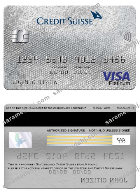 Switzerland Credit Suisse bank visa platinum card